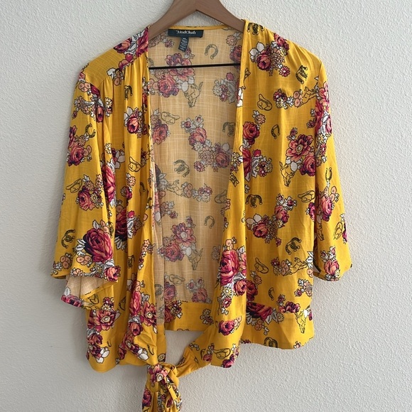 ModCloth NWT Kimono Style Surplice Wrap Top – Size XL – Floral - Picture 2 of 8